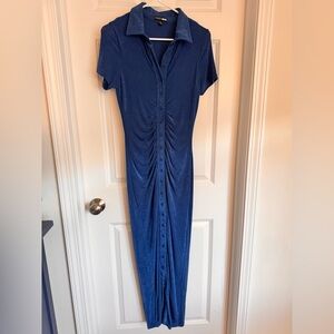 Royal Blue button front Maxi Dress